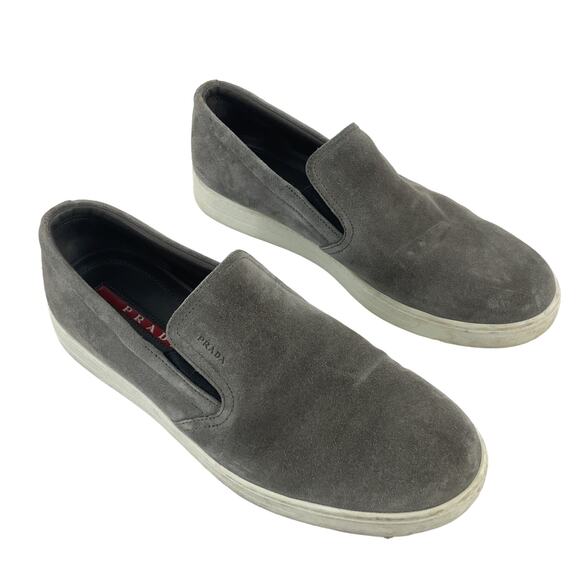 Prada Gray Suede Men's Slip-On Shoes - Picture 1 of 6